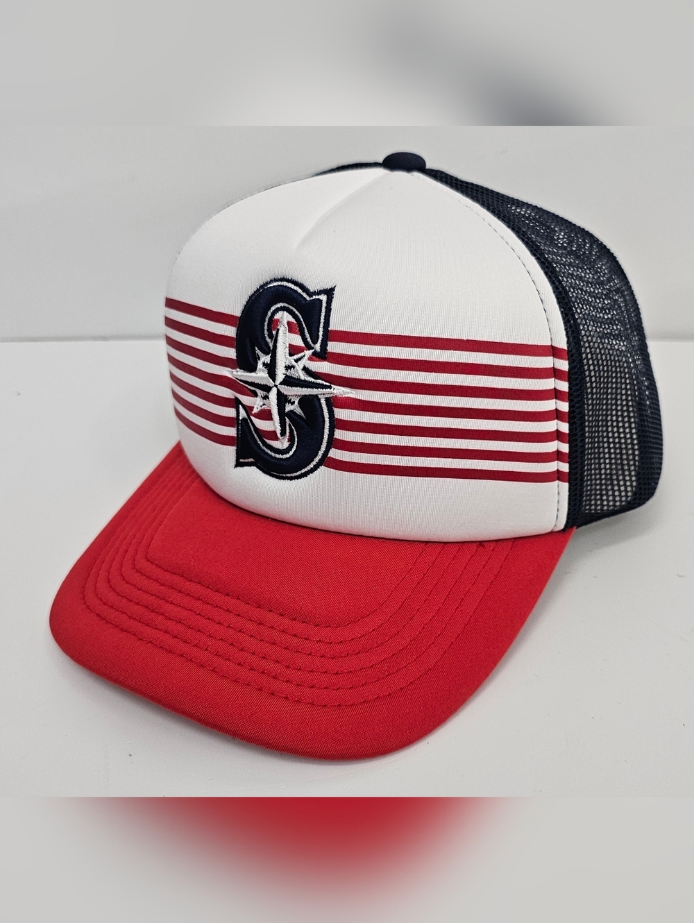 Seattle Mariners Patriotic Snapback Trucker Hat, Red, White, & Blue By Melonwear